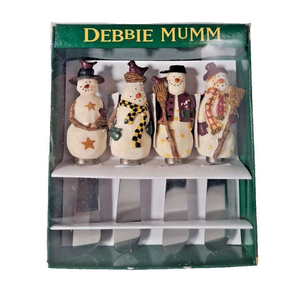Debbie Mumm Snowman Spreaders Set of 4 Boston Warehouse 12871 Christmas Winter